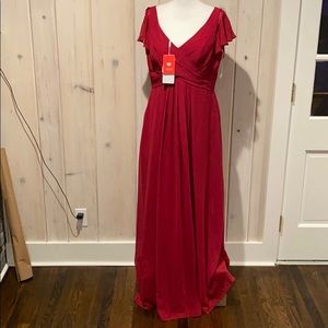 JJ house Burgundy bridesmaid dress